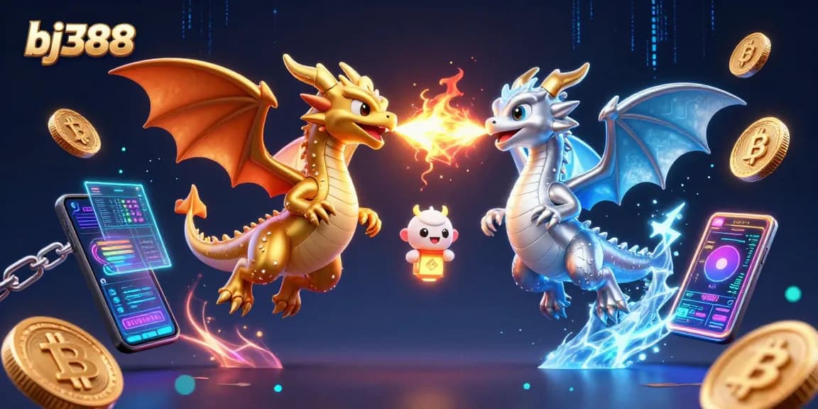Experience thrilling action at bj388 with twin dragons representing the stakes of online gambling.