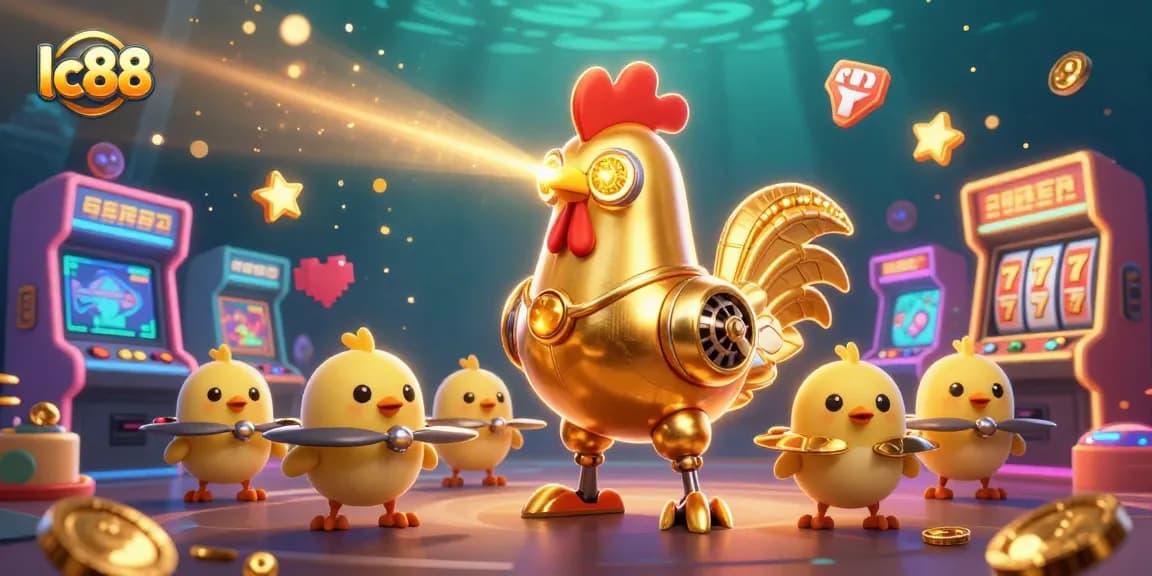 Win big with lc88 jackpots in a dynamic, colorful casino scene featuring gaming elements.