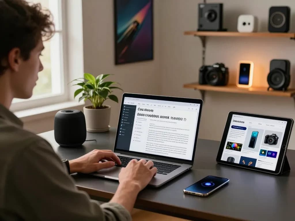 Explore cool tech gadgets under $175 in a vibrant tech workspace showcasing innovative products and reviews.