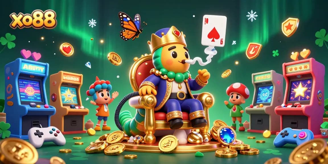 Engage in the exciting world of xo88 with a vibrant 3D illustration featuring casino and gaming elements.