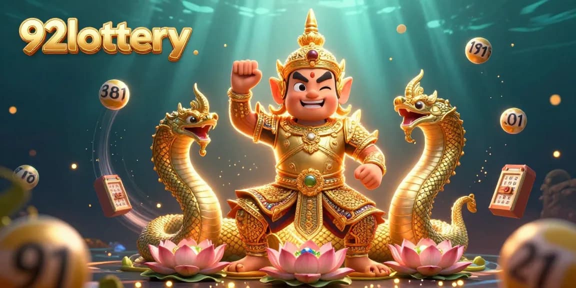 Engage with 92lottery's vibrant lottery scene featuring golden guardian and dynamic elements.