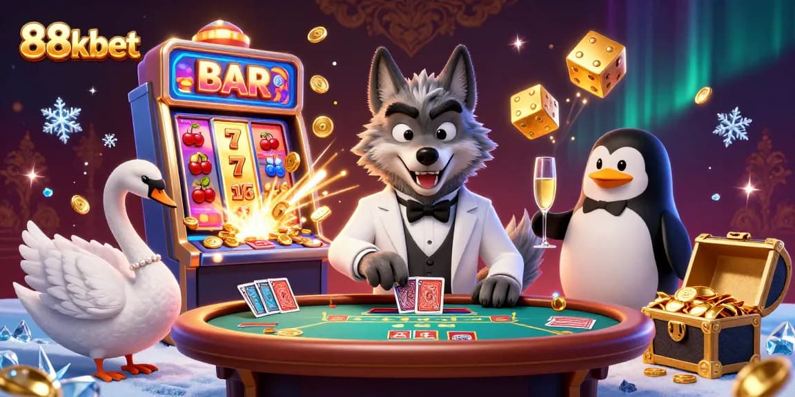 Experience 88kbet in a vibrant casino scene with animated characters and dynamic gaming features.