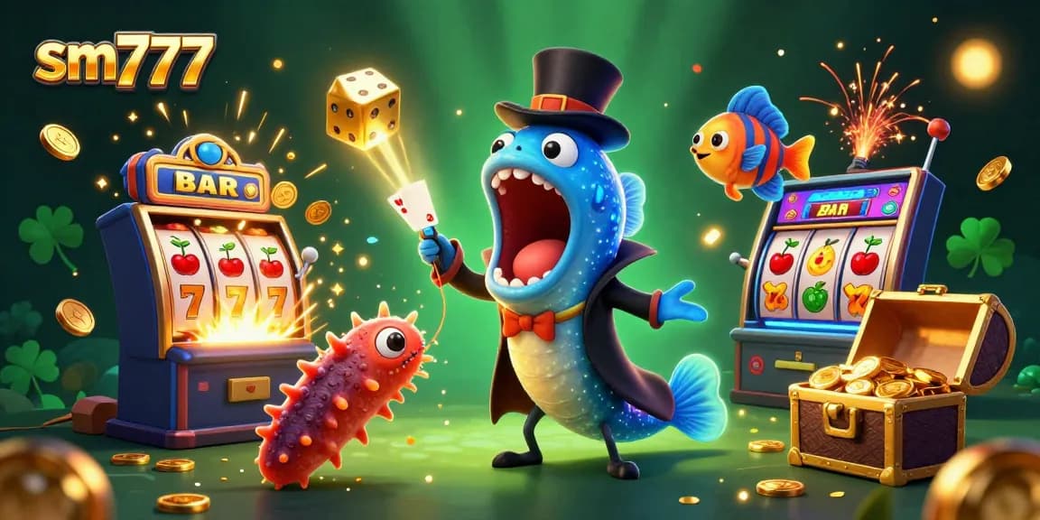 Experience the magic of gambling with sm777 in a vibrant underwater casino scene featuring unique ocean characters and exciting game elements.