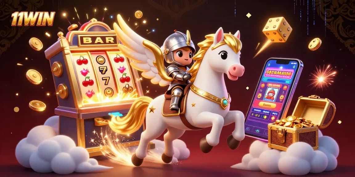 Experience thrilling wins at 11WIN with a colorful slot machine and captivating casino ambiance.