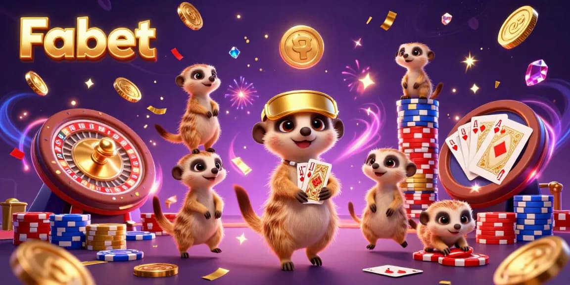 Experience the excitement of Fabet's dynamic casino scene with meerkats in action, chips flying!