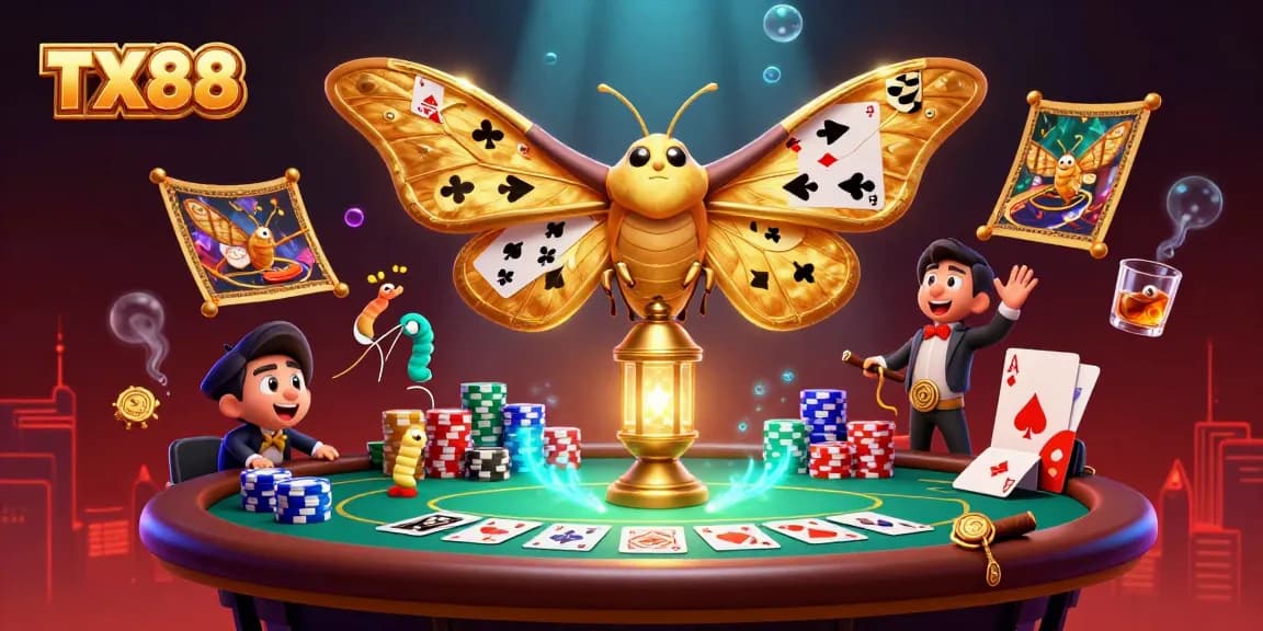 Experience thrilling gameplay at TX88 with vibrant poker tables and dynamic casino scenes.