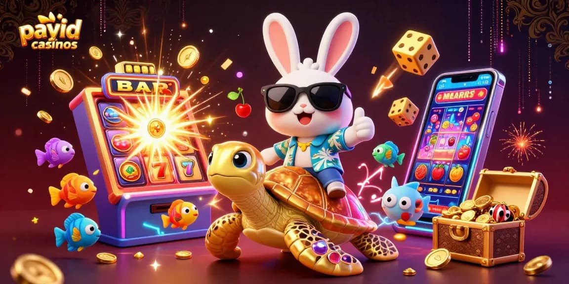 Experience thrilling payid casinos with vibrant characters and jackpot excitement, featured in a colorful scene