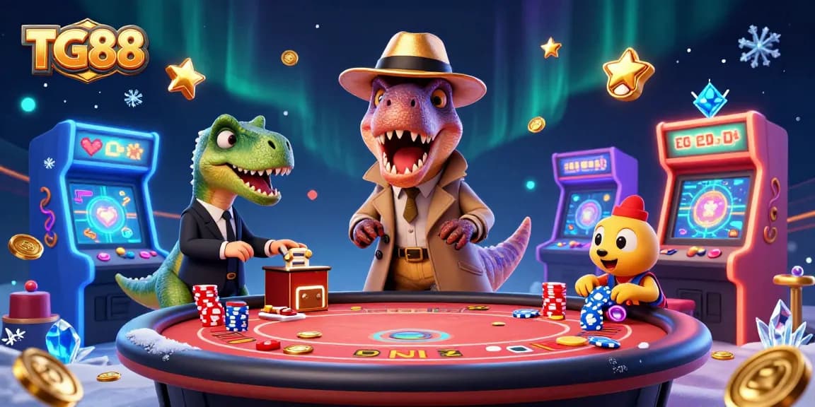 Experience the excitement at TG88 casino with animated characters at a blackjack table