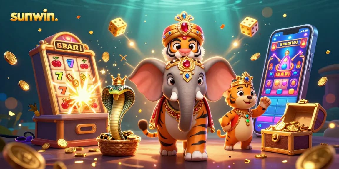 Spin the slots and win big at sunwin. with detailed 3D illustration featuring epic gaming elements.