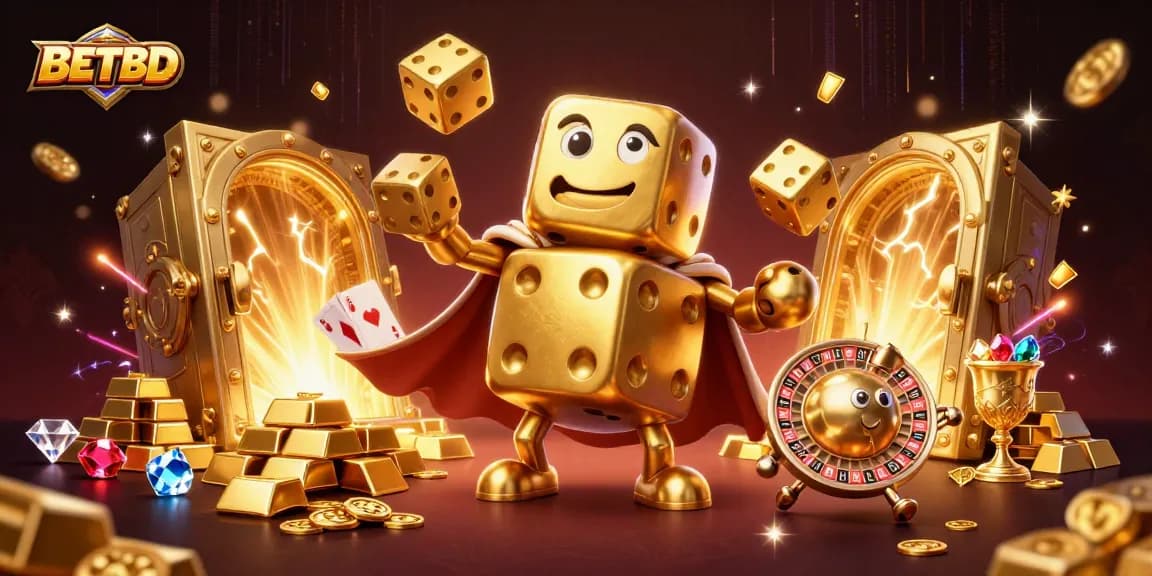 Experience the thrill of BETBD with animated characters and a vibrant casino scene, showcasing excitement and luxury.