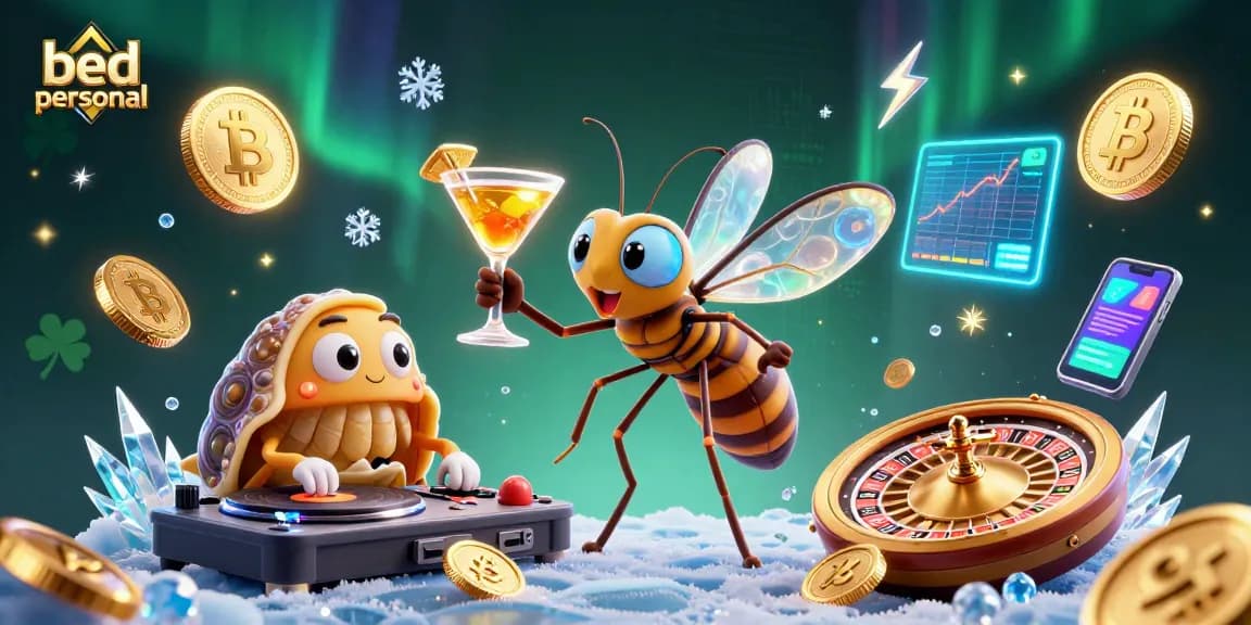 Experience bed personal's vibrant casino atmosphere with unique characters and crypto themes.