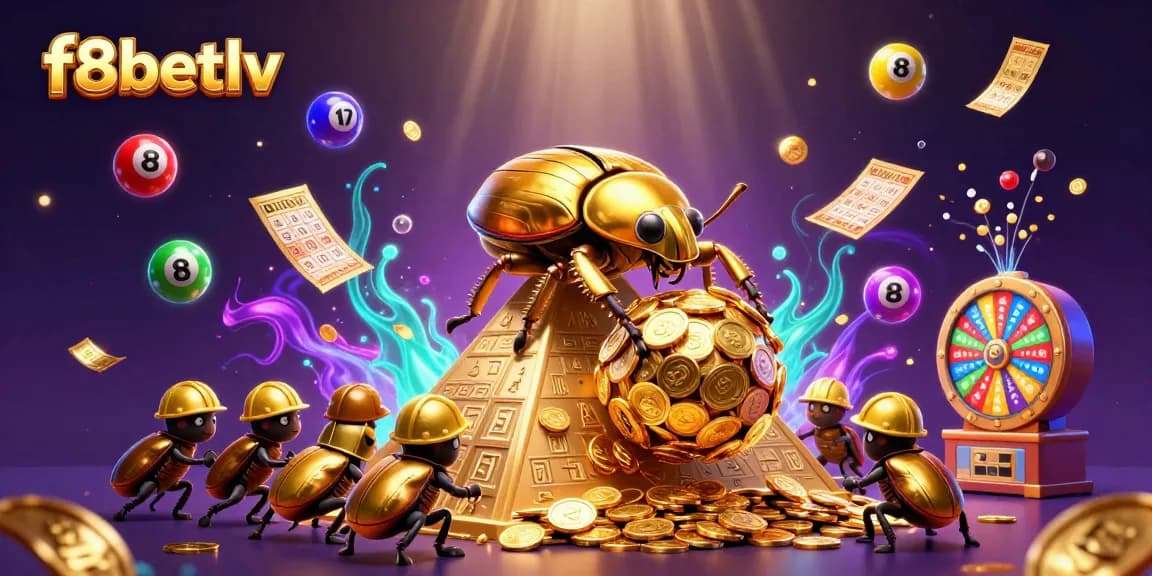 Join the excitement at f8betlv with golden casino elements and vibrant lottery action!