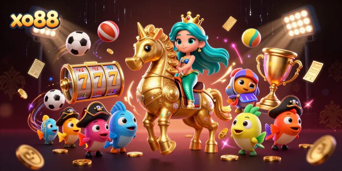 Experience thrilling gaming at xo88 with vibrant casino elements and a dynamic mermaid theme.