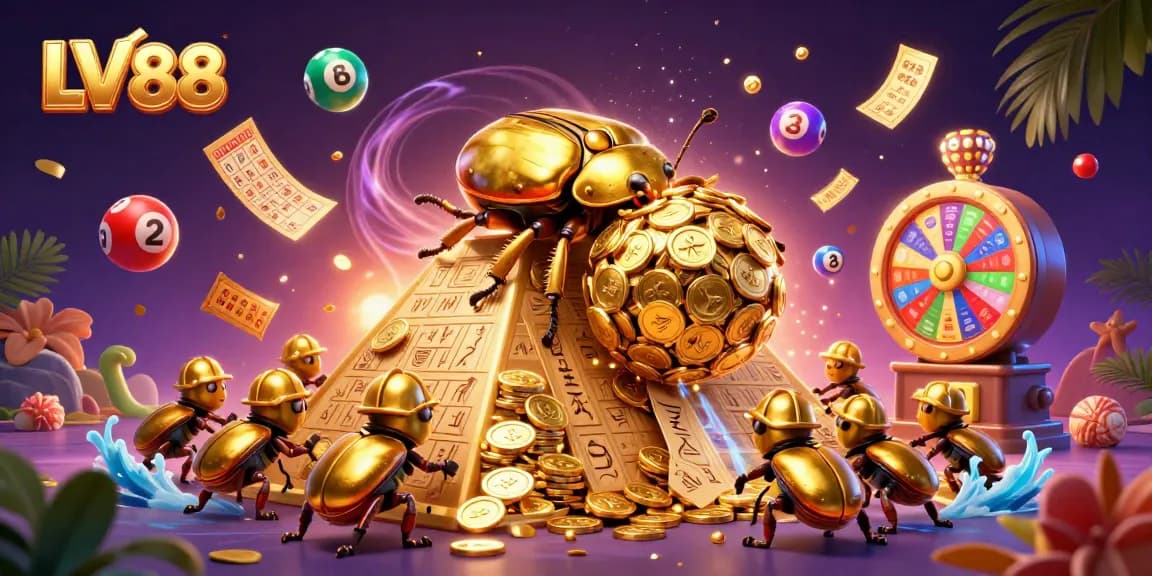 Experience thrilling wins at LV88 with colorful lottery elements and a vibrant casino scene!