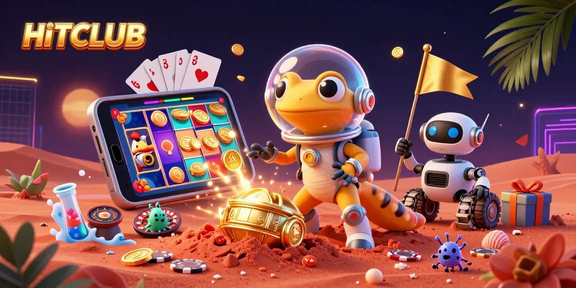 Engage with HITCLUB's vibrant Martian casino scene showcasing dynamic slot play and casino thrills.