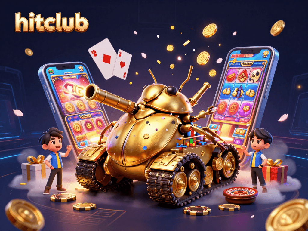 Hitclub's vibrant 3D casino scene showcases dynamic slot action amidst rich details.