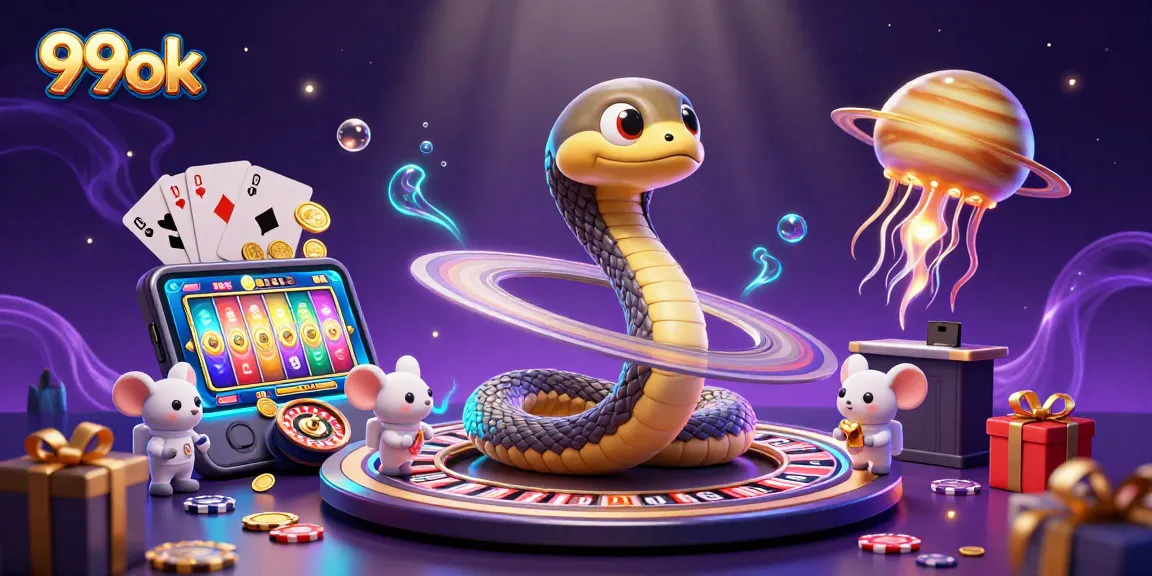 Experience the thrill of betting with 99ok's cosmic casino snake and astronaut mice.