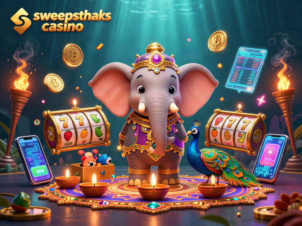 Engage in thrilling games at sweepstakes casino featuring vibrant characters and dynamic crypto elements.